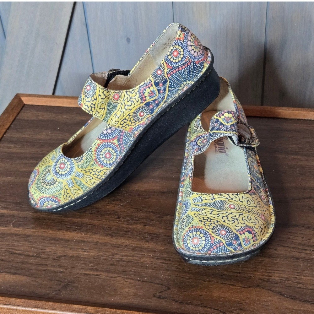 Alegria Paloma Mary Jane Womens 38 / 7.5 Multi-Color Mosaic Leather Rocker Shoes